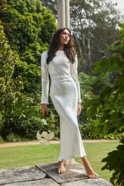 Loveland Cowl Back Midi Dress Oyster -Bridal Dr. Denim Store CM4035D01 20OYSTER 2