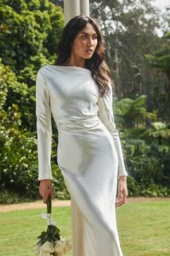 Loveland Cowl Back Midi Dress Oyster -Bridal Dr. Denim Store CM4035D01 20OYSTER 4