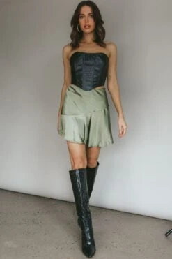 Gwyneth Flounce Mini Skirt Khaki -Bridal Dr. Denim Store CM4096D 20KHAKI 2