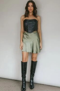 Gwyneth Flounce Mini Skirt Khaki -Bridal Dr. Denim Store CM4096D 20KHAKI 5