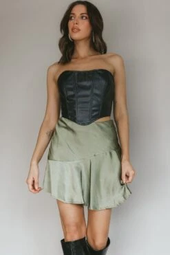 Gwyneth Flounce Mini Skirt Khaki -Bridal Dr. Denim Store CM4096D 20KHAKI 6