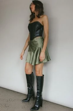 Gwyneth Flounce Mini Skirt Khaki -Bridal Dr. Denim Store CM4096D 20KHAKI 7