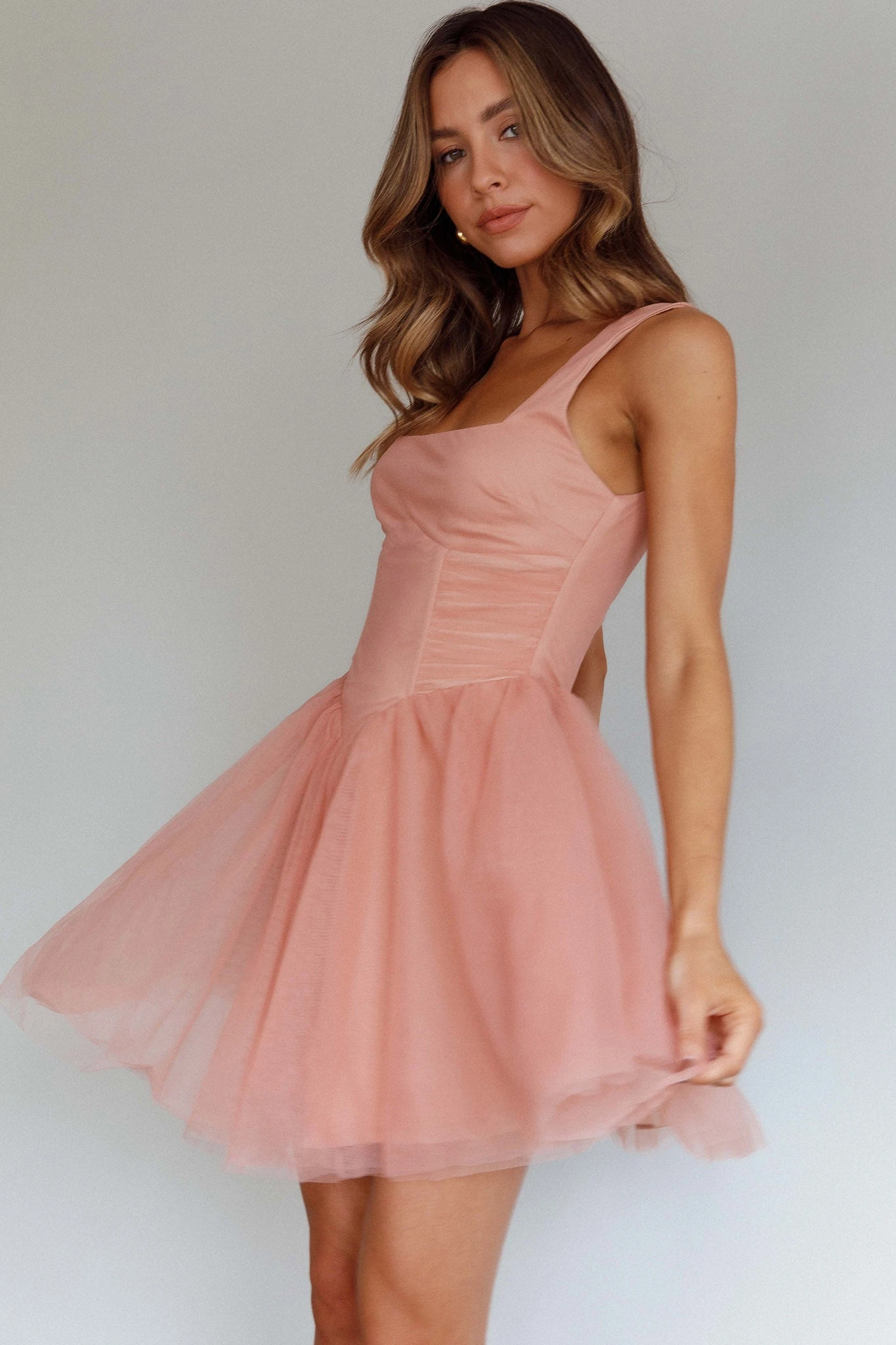 La Ballerine Layered Mesh Mini Dress Lipstick 3 La Ballerine Layered Mesh Mini Dress Lipstick - Image 3