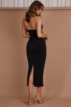 Vanna Diamante Trim Halterneck Dress Black -Bridal Dr. Denim Store CM5045D 20BLACK 3