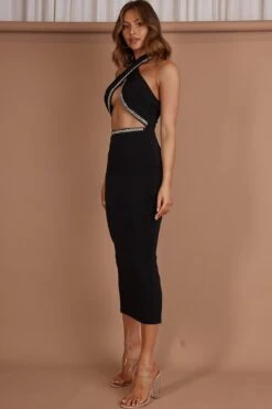 Vanna Diamante Trim Halterneck Dress Black -Bridal Dr. Denim Store CM5045D 20BLACK 5