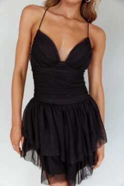 Nightingale Ruched Mesh Mini Dress Black 14 Nightingale Ruched Mesh Mini Dress Black -Bridal Dr. Denim Store CM5046H 20BLACK 6