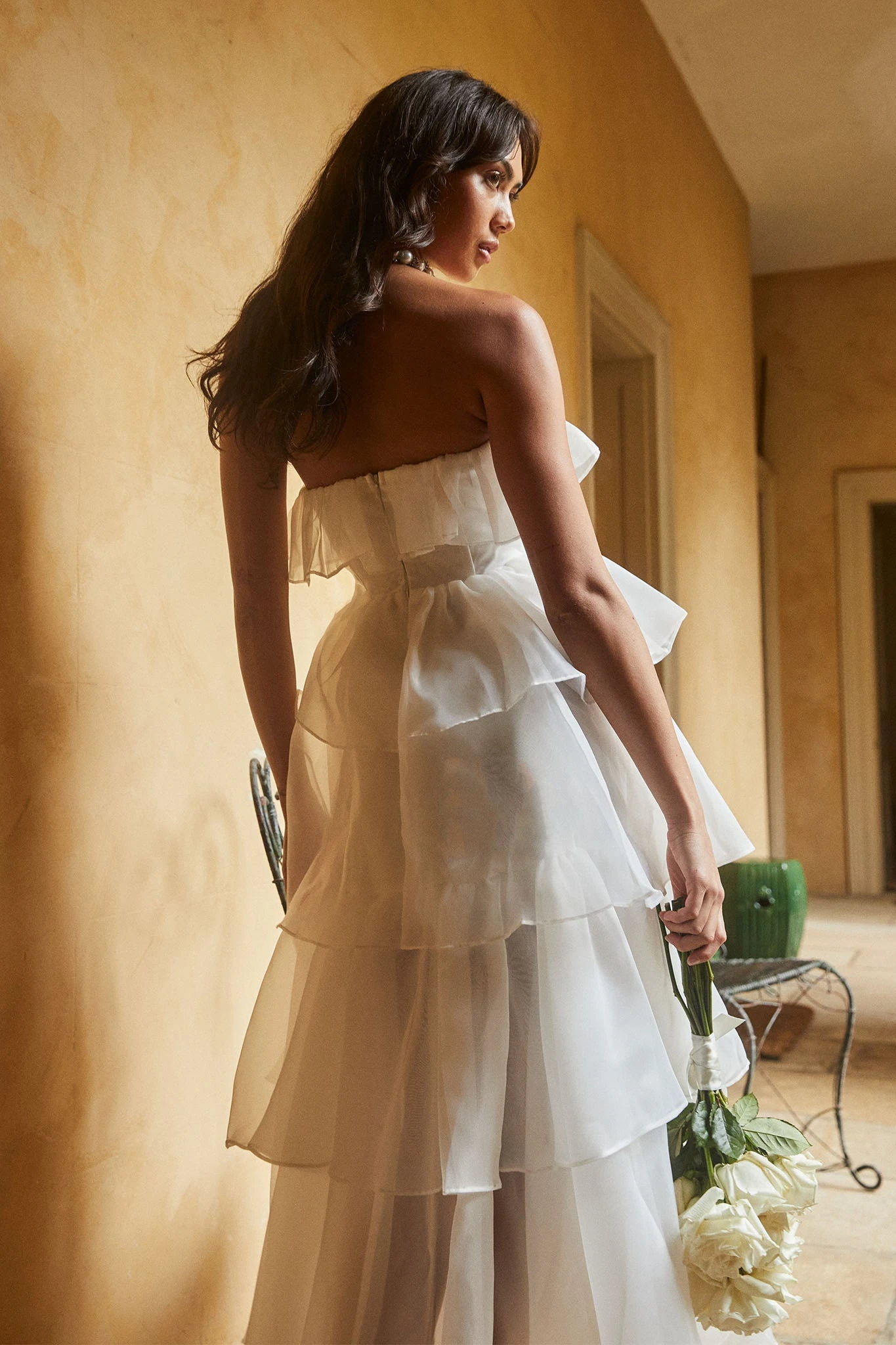 Oceana Layered Ruffle Maxi Dress White 2 Oceana Layered Ruffle Maxi Dress White - Image 2