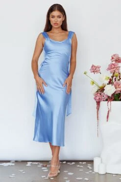 Amielle Open Back Midi Dress Blue -Bridal Dr. Denim Store CM6019H 20BLUE 4