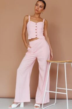 Play It Cool Wide Leg Pants Pink -Bridal Dr. Denim Store CM6052D P 20PINK 2