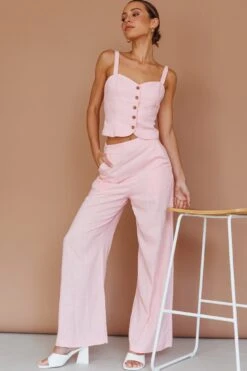 Play It Cool Wide Leg Pants Pink -Bridal Dr. Denim Store CM6052D P 20PINK 7