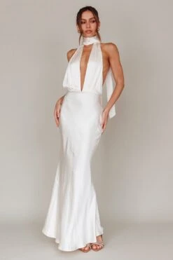 Italia Azure Halterneck Maxi Dress Oyster 11 Italia Azure Halterneck Maxi Dress Oyster -Bridal Dr. Denim Store CM6080D 20OYSTER 4