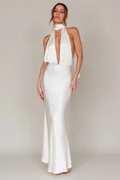 Italia Azure Halterneck Maxi Dress Oyster 13 Italia Azure Halterneck Maxi Dress Oyster -Bridal Dr. Denim Store CM6080D 20OYSTER 6