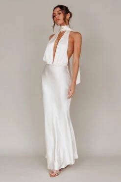 Italia Azure Halterneck Maxi Dress Oyster 15 Italia Azure Halterneck Maxi Dress Oyster -Bridal Dr. Denim Store CM6080D 20OYSTER 8