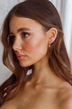 Virgo Crystal Star Earrings Gold -Bridal Dr. Denim Store ER00045 20GOLD 3