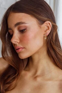 Virgo Crystal Star Earrings Gold -Bridal Dr. Denim Store ER00045 20GOLD 5