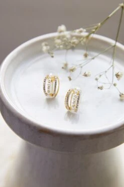 Ophelia Pearl And Crystal Earrings Gold -Bridal Dr. Denim Store ER00047 20GOLD 2