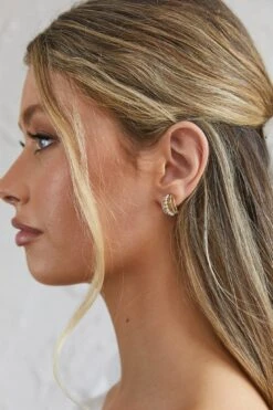 Ophelia Pearl And Crystal Earrings Gold -Bridal Dr. Denim Store ER00047 20GOLD 4