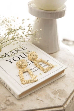 London Textured Earrings Gold -Bridal Dr. Denim Store ER00053 20GOLD 20OS 6