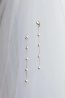 Gaia Pearl Drop Earrings Gold 6 Gaia Pearl Drop Earrings Gold -Bridal Dr. Denim Store ER00109 20GOLD 2