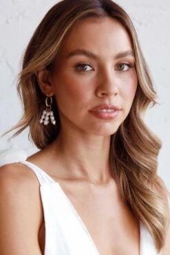 Forever Pearls Earrings Gold -Bridal Dr. Denim Store ER00111 20GOLD 2