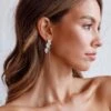 Zircon Leaves Tassel Drop Earrings Silver