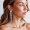Angela Diamante Drop Earrings Silver