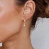 Teary Drop Diamante Hoop Earrings Gold