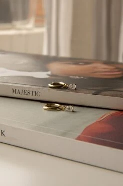 Teary Drop Diamante Hoop Earrings Gold -Bridal Dr. Denim Store ER0122GOLD 4