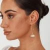 Sarah Pearl Accent Long Hook Earrings Gold