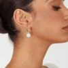 Maia Pearl Diamante Earrings Gold