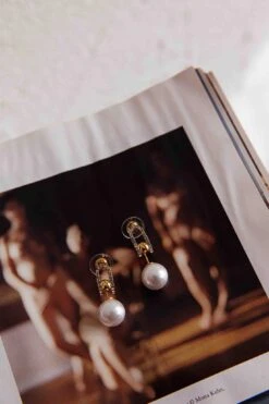 Maia Pearl Diamante Earrings Gold -Bridal Dr. Denim Store ER0154 20GOLD 4