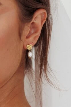 Le Jardin Flower Pearl Earrings Gold -Bridal Dr. Denim Store ER0155 20GOLD 5