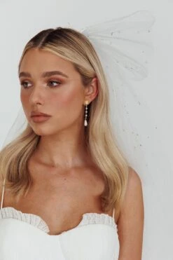 Mercy Pearl & Crystal Drop Earrings Gold -Bridal Dr. Denim Store ER0158 20GOLD 4