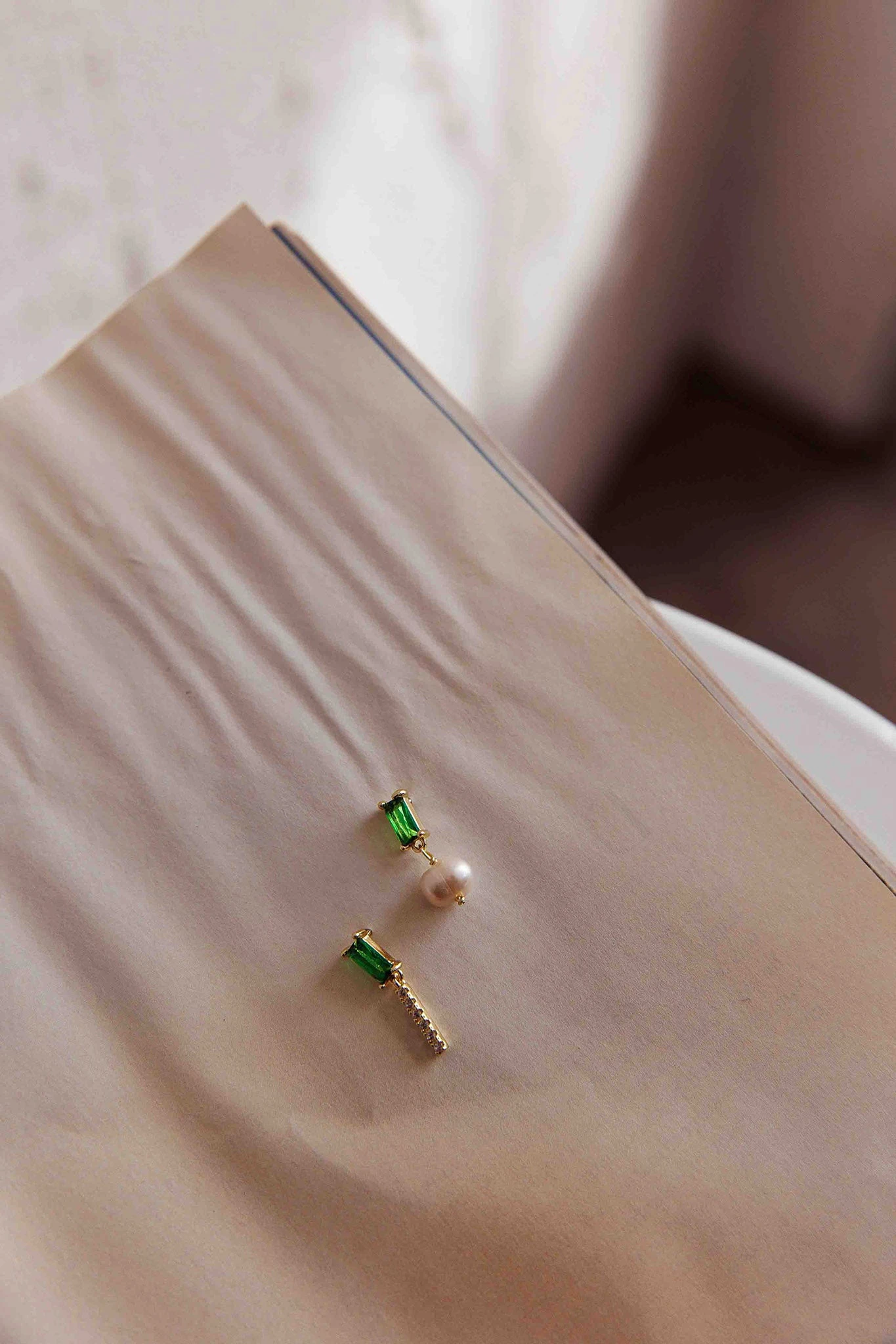 Ireland Gem & Pearl Earrings Gold 4 Ireland Gem & Pearl Earrings Gold - Image 4