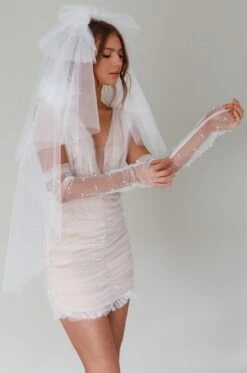 Only You Pearl Elbow Gloves Ivory -Bridal Dr. Denim Store GL00001 20IVORY 2