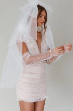 Only You Pearl Elbow Gloves Ivory -Bridal Dr. Denim Store GL00001 20IVORY 4