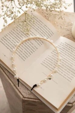 Harriet Pearl Gold Headband White -Bridal Dr. Denim Store HA00012 20WHITE 2