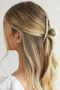 Molly Pearl Claw Clip Gold -Bridal Dr. Denim Store HA00017 20GOLD 2