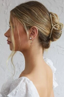 Madison Pearl Hair Clip Gold -Bridal Dr. Denim Store HA00020 20GOLD 2