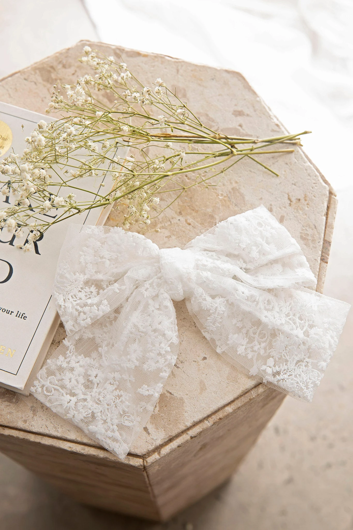 Belle Lace Bow Barrette Clip White 3 Belle Lace Bow Barrette Clip White - Image 3