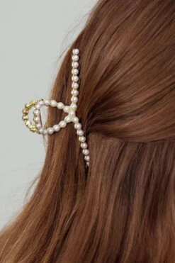 Hannah Pearl Twist Hair Claw Gold -Bridal Dr. Denim Store HA00033 20GOLD 2