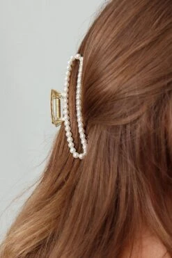 Ellie Pearl Square Claw Gold -Bridal Dr. Denim Store HA00034 20GOLD 2