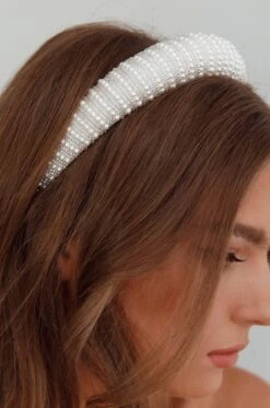 Nevaeh Wide Pearl Headband White -Bridal Dr. Denim Store HA00035 20WHITE 2