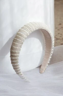 Nevaeh Wide Pearl Headband White -Bridal Dr. Denim Store HA00035 20WHITE 4