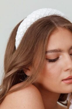 Suede Pearl Headband White -Bridal Dr. Denim Store HA00036 20WHITE 2
