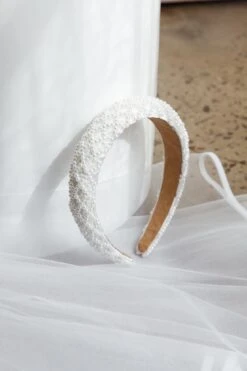 Suede Pearl Headband White -Bridal Dr. Denim Store HA00036 20WHITE 4