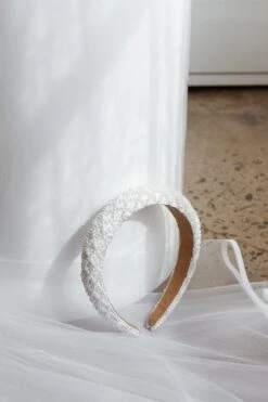 Suede Pearl Headband White -Bridal Dr. Denim Store HA00036 20WHITE 5