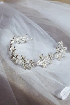 Leaves & Pearl Wire Headband Silver -Bridal Dr. Denim Store HA00042 20SILVER 5