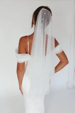 Marina Pearl Accent Veil White -Bridal Dr. Denim Store HA0079 20WHITE 6