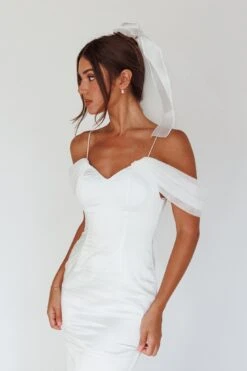 Evelyn Bow & Fishnet Bridal Veil White -Bridal Dr. Denim Store HA0083 20WHITE 8